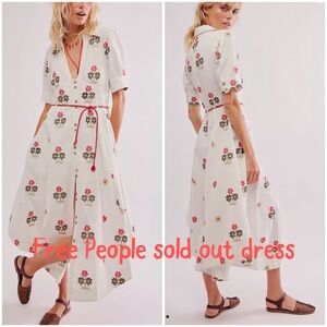 Free People Piru Midi Dress with floral embroidery details